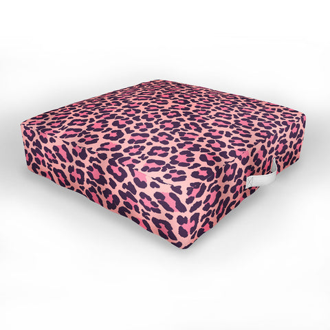 Avenie Leopard Print Coral Pink Outdoor Floor Cushion
