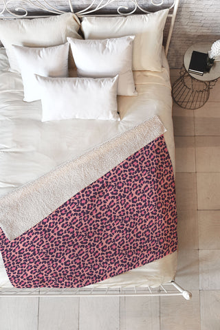 Avenie Leopard Print Coral Pink Fleece Throw Blanket