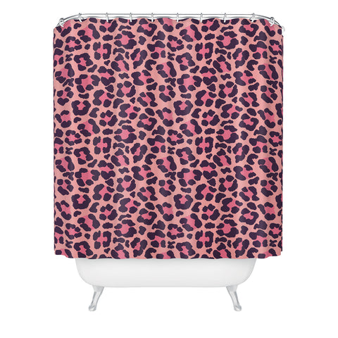 Avenie Leopard Print Coral Pink Shower Curtain