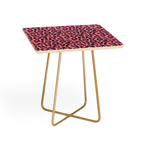 Avenie Leopard Print Coral Pink Side Table