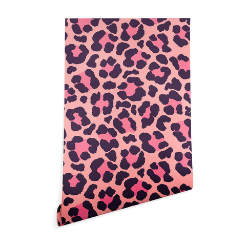 Avenie Leopard Print Coral Pink Wallpaper