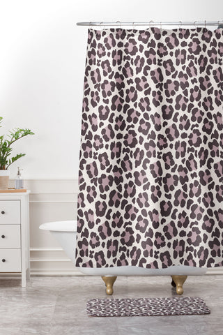Avenie Leopard Print Light Shower Curtain And Mat