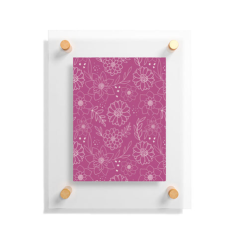 Avenie Lineart Garden Violet Floating Acrylic Print