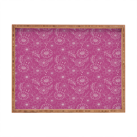 Avenie Lineart Garden Violet Rectangular Tray