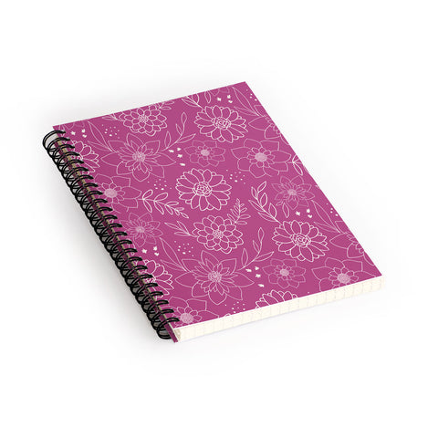 Avenie Lineart Garden Violet Spiral Notebook