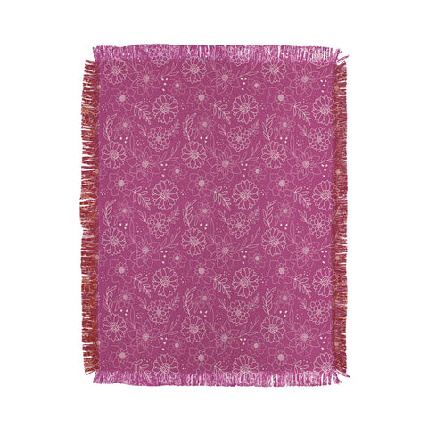 Avenie Lineart Garden Violet Throw Blanket
