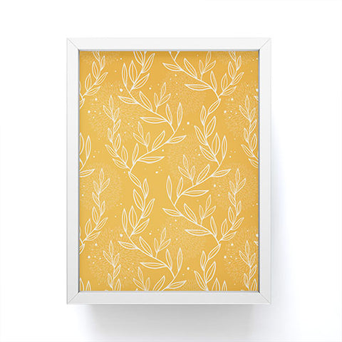Avenie Lineart Vine Leaves Gold Framed Mini Art Print