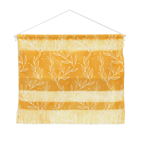 Avenie Lineart Vine Leaves Gold Wall Hanging Landscape