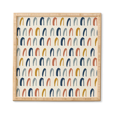 Avenie Little Arches Blue and Yellow Framed Wall Art