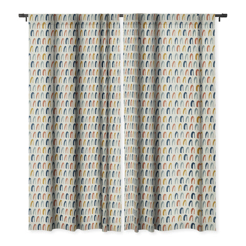 Avenie Little Arches Blue and Yellow Blackout Window Curtain
