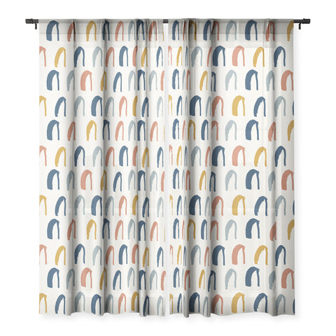 Avenie Little Arches Blue and Yellow Sheer Non Repeat