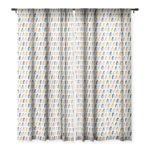 Avenie Little Arches Blue and Yellow Sheer Window Curtain