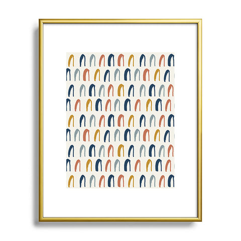 Avenie Little Arches Blue and Yellow Metal Framed Art Print