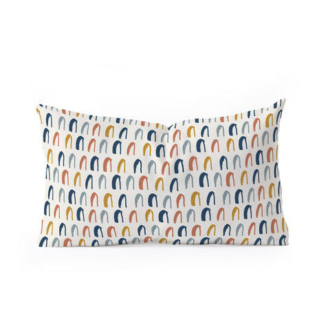 Avenie Little Arches Blue and Yellow Oblong Throw Pillow