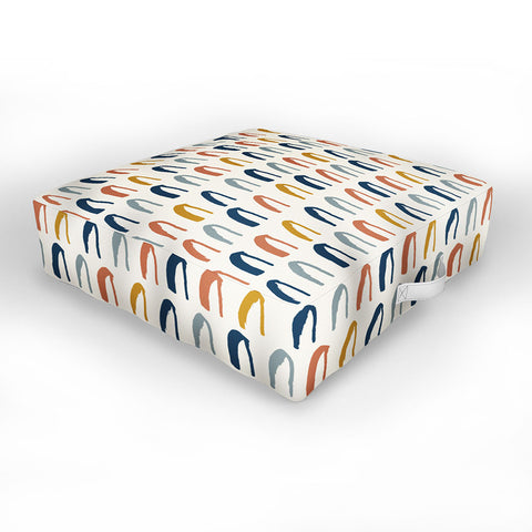 Avenie Little Arches Blue and Yellow Outdoor Floor Cushion