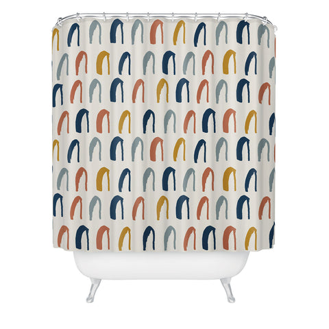 Avenie Little Arches Blue and Yellow Shower Curtain