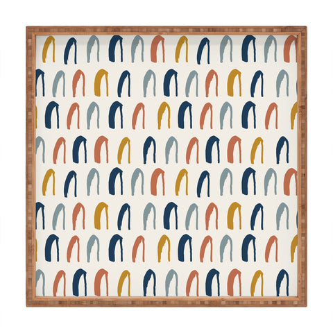 Avenie Little Arches Blue and Yellow Square Tray
