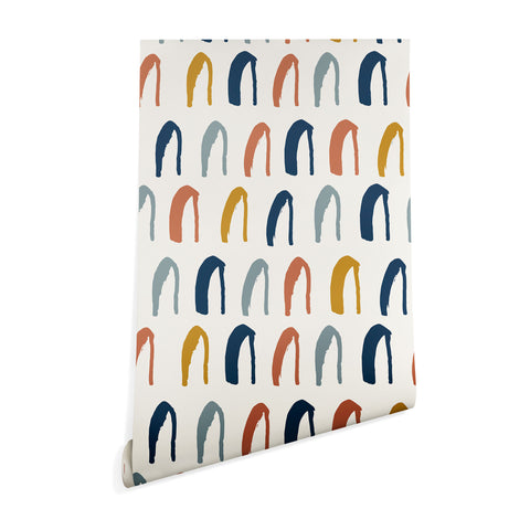 Avenie Little Arches Blue and Yellow Wallpaper