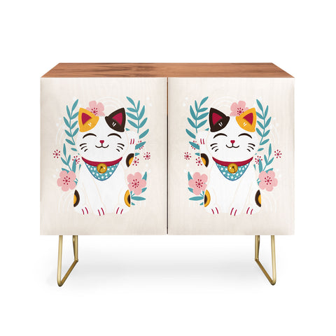 Avenie Lucky Cat and Cherry Blossoms Credenza