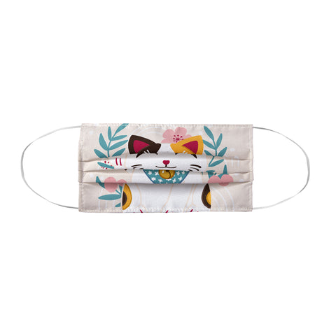 Avenie Lucky Cat and Cherry Blossoms Face Mask