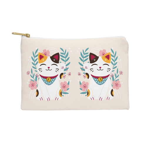 Avenie Lucky Cat and Cherry Blossoms Pouch