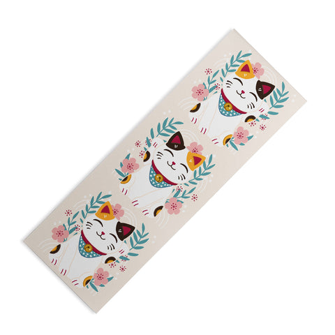 Avenie Lucky Cat and Cherry Blossoms Yoga Mat