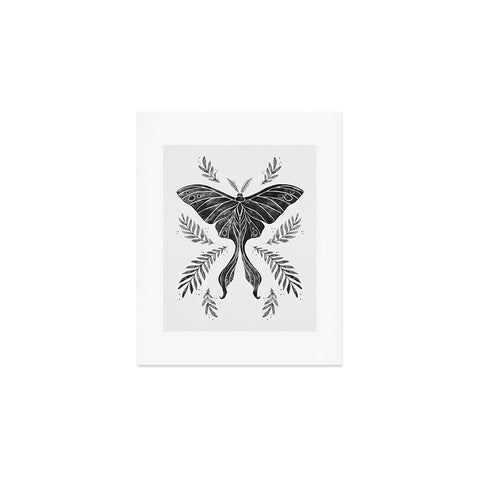 Avenie Luna Moth Black and White Art Print