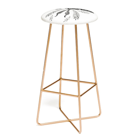 Avenie Luna Moth Black and White Bar Stool