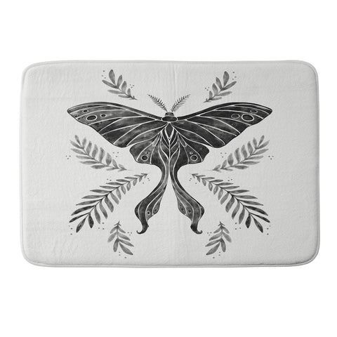 Avenie Luna Moth Black and White Memory Foam Bath Mat