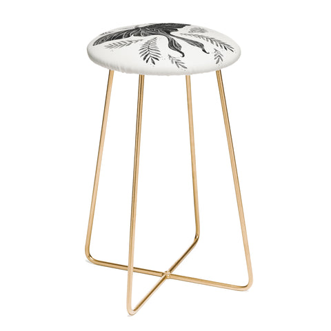 Avenie Luna Moth Black and White Counter Stool