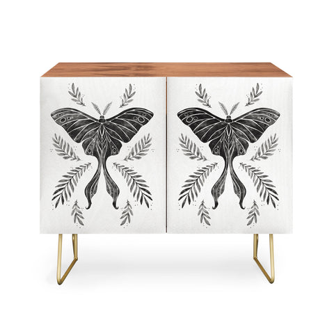 Avenie Luna Moth Black and White Credenza