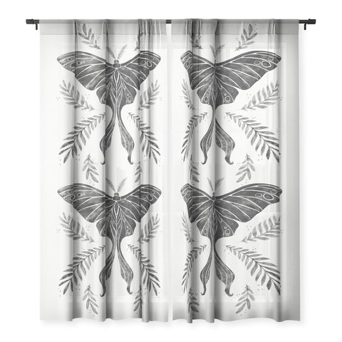 Avenie Luna Moth Black and White Sheer Non Repeat