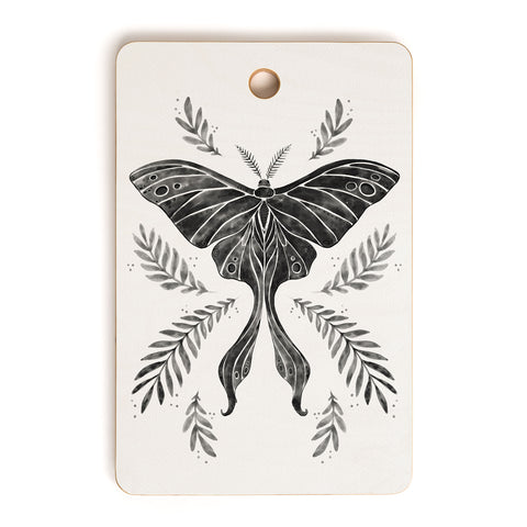 Avenie Luna Moth Black and White Cutting Board Rectangle