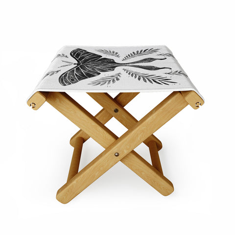 Avenie Luna Moth Black and White Folding Stool