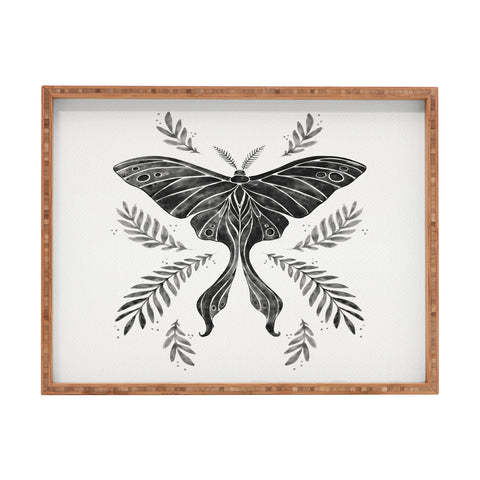 Avenie Luna Moth Black and White Rectangular Tray