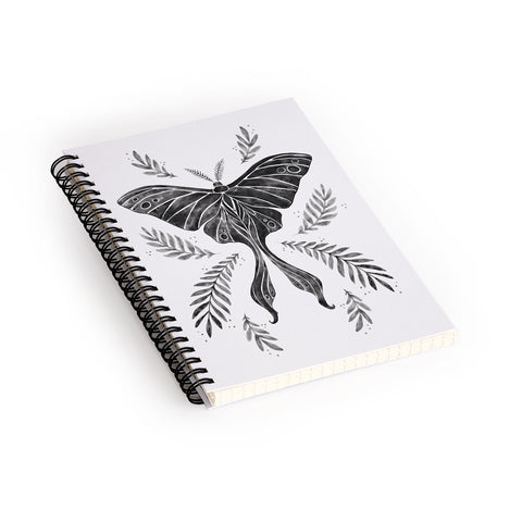 Avenie Luna Moth Black and White Spiral Notebook