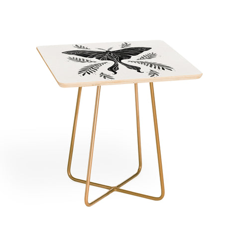 Avenie Luna Moth Black and White Side Table