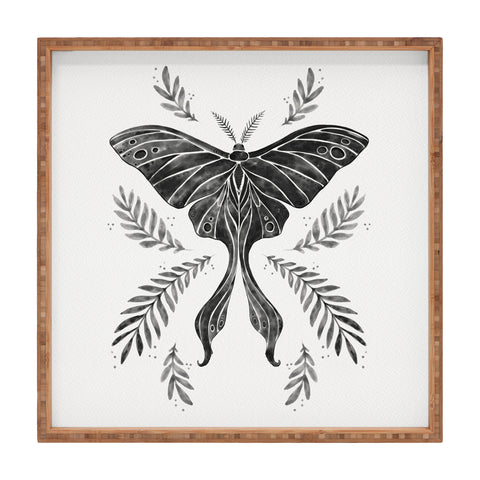 Avenie Luna Moth Black and White Square Tray