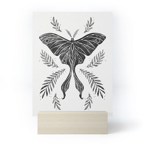 Avenie Luna Moth Black and White Mini Art Print