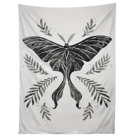 Avenie Luna Moth Black and White Tapestry
