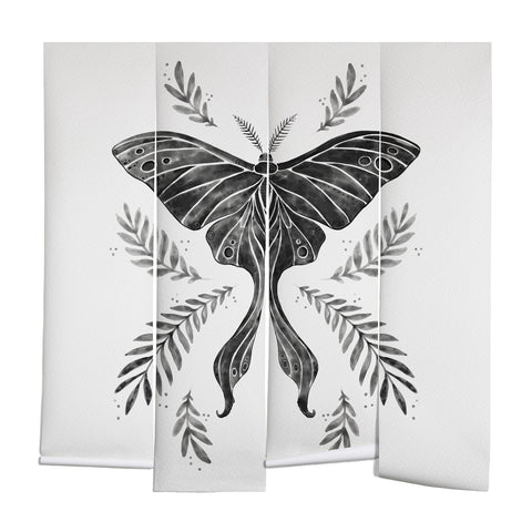 Avenie Luna Moth Black and White Wall Mural