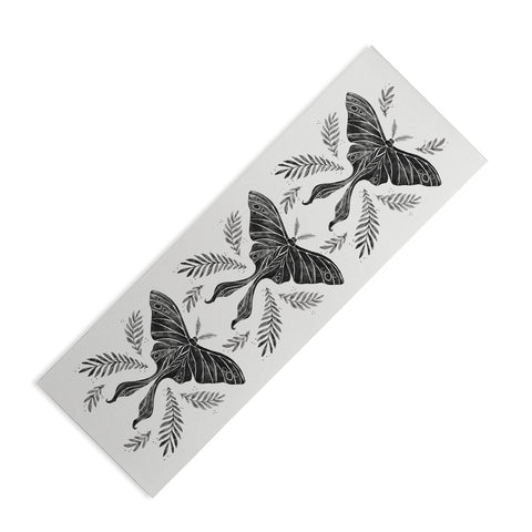 Avenie Luna Moth Black and White Yoga Mat