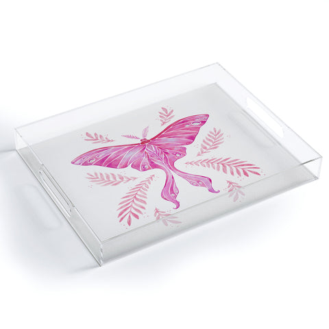 Avenie Luna Moth Bright Pink Acrylic Tray