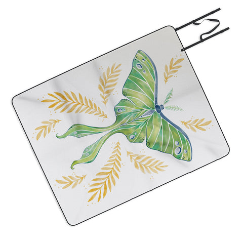 Avenie Luna Moth Classic Green Picnic Blanket
