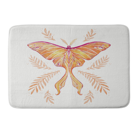Avenie Luna Moth Fall Orange Memory Foam Bath Mat