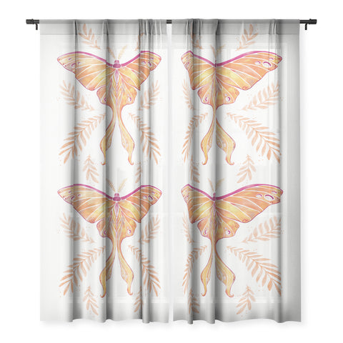 Avenie Luna Moth Fall Orange Sheer Non Repeat