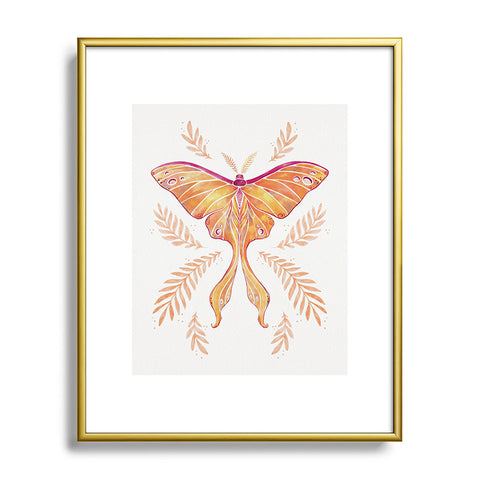 Avenie Luna Moth Fall Orange Metal Framed Art Print