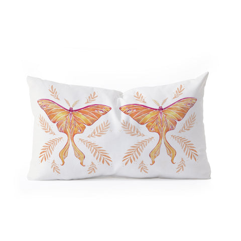 Avenie Luna Moth Fall Orange Oblong Throw Pillow