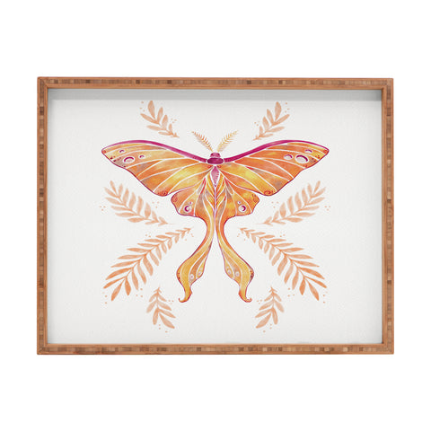 Avenie Luna Moth Fall Orange Rectangular Tray