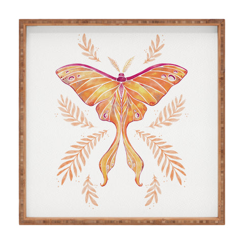 Avenie Luna Moth Fall Orange Square Tray